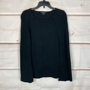 Acrobat Sweater Womens XS S Black Cotton Cashmere Cape Pullover Round Neck Solid